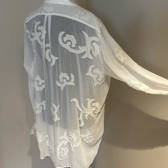 ZARA EMBROIDERED SEMI-SHEER BLOUSE BEADED - Picture 7 of 13
